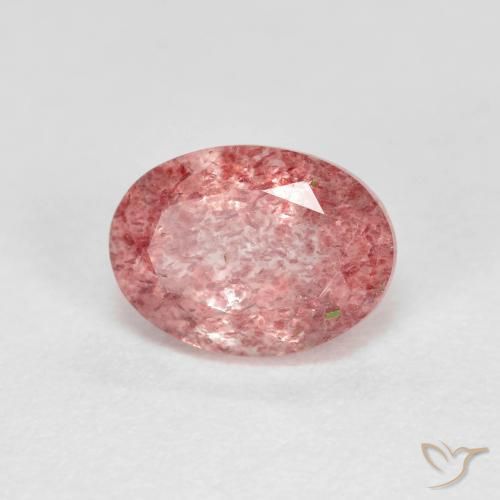 1.41ct 天然 泡泡糖粉色 草莓石英, 椭圆形, 透明