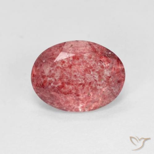 1.72ct 天然 亮红 草莓石英, 椭圆形, 透明