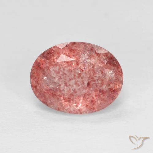 1.89ct 天然 亮红 草莓石英, 椭圆形, 透明