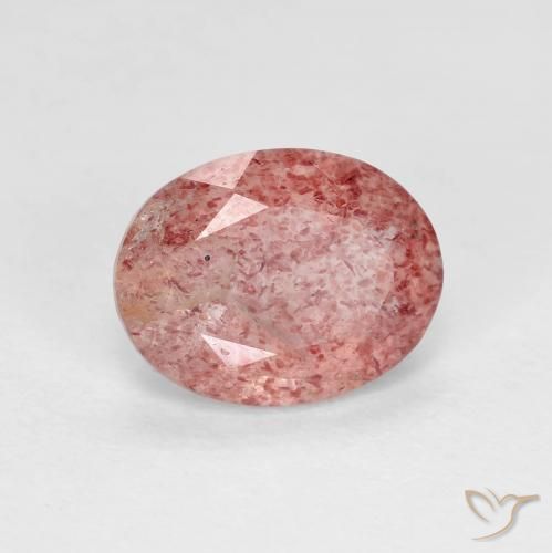1.66ct 天然 中红 草莓石英, 椭圆形, 透明