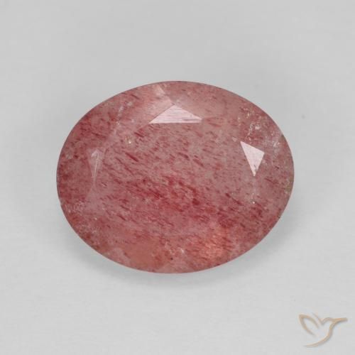 3.78ct 天然 亮红 草莓石英, 椭圆形, 半透明