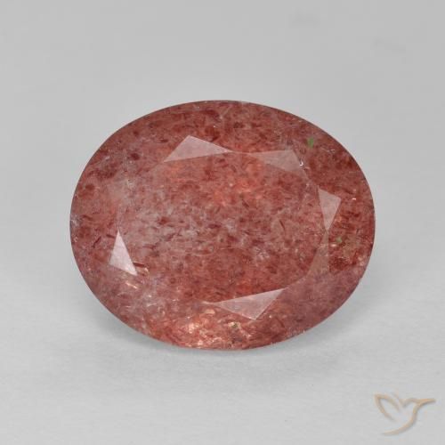 4.41ct 天然 中红 草莓石英, 椭圆形, 半透明