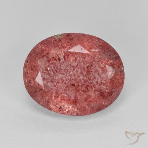 4.37ct 天然 中红 草莓石英, 椭圆形, 半透明