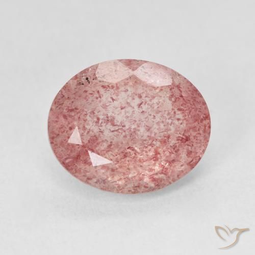 4.41ct 天然 Medium Light-Pink 草莓石英, 椭圆形, 半透明