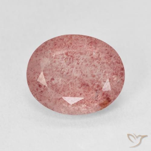 4.44ct 天然 Medium Light-Pink 草莓石英, 椭圆形, 半透明