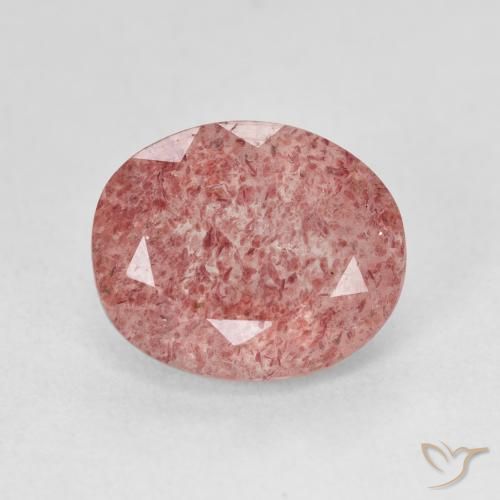 4.59ct 天然 Medium Light-Pink 草莓石英, 椭圆形, 半透明