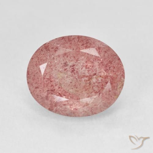 4.90ct 天然 浅淡粉色 草莓石英, 椭圆形, 半透明