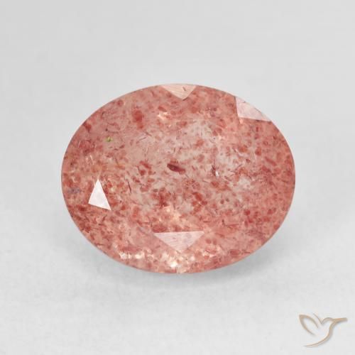5.23ct 天然 橙粉色 草莓石英, 椭圆形, 半透明