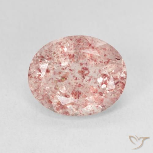 4.35ct 天然 浅粉色 草莓石英, 椭圆形, 半透明