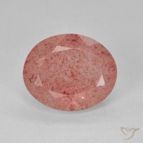 4.31ct 天然 淡红橙色 草莓石英, 椭圆形, 半透明