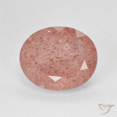 4.86ct 天然 桃玫瑰粉 草莓石英, 椭圆形, 半透明