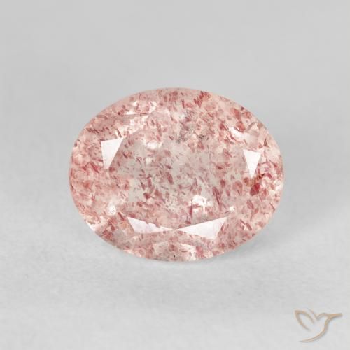 3.06ct 天然 浅粉色 草莓石英, 椭圆形, 透明