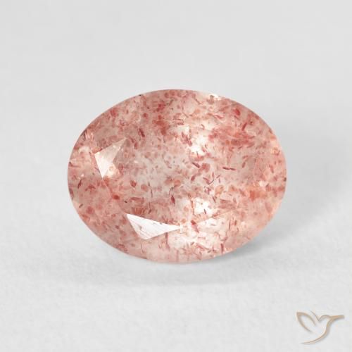 2.61ct 天然 橙粉色 草莓石英, 椭圆形, 透明