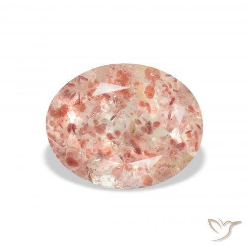 3.22ct 天然 橙粉色 草莓石英, 椭圆形, 透明
