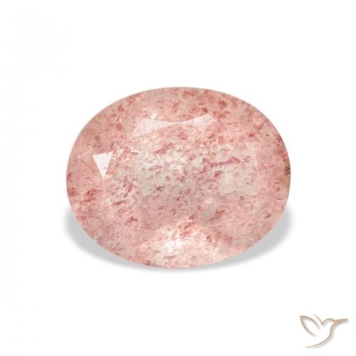 3.79ct 天然 鲑肉粉色 草莓石英, 椭圆形, 透明