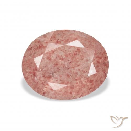 3.38ct 天然 覆盆子粉 草莓石英, 椭圆形, 透明