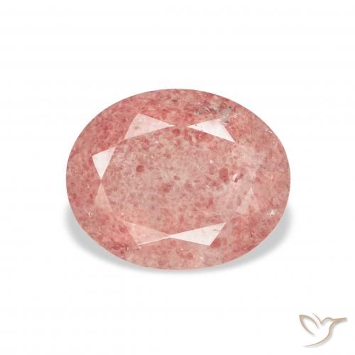 3.08ct 天然 覆盆子粉 草莓石英, 椭圆形, 透明