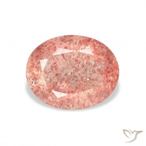 3.34ct 天然 覆盆子粉 草莓石英, 椭圆形, 透明