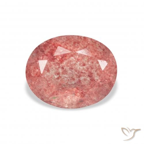 3.48ct 天然 覆盆子粉 草莓石英, 椭圆形, 透明