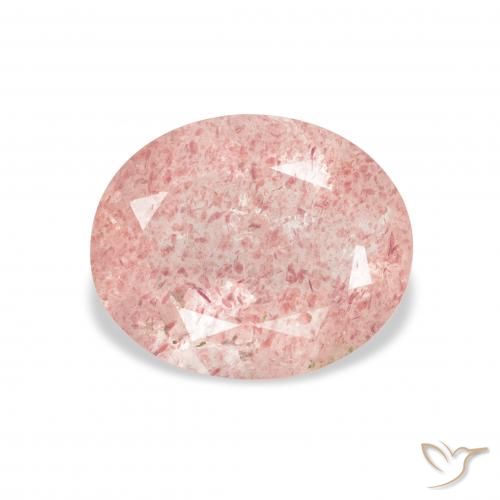 3.41ct 天然 Medium Light-Pink 草莓石英, 椭圆形, 透明
