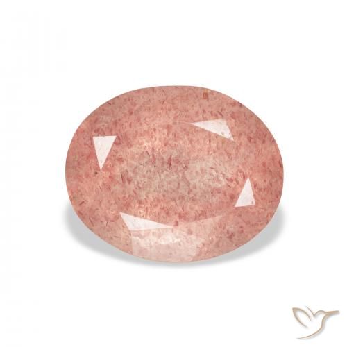 3.76ct 天然 覆盆子粉 草莓石英, 椭圆形, 透明