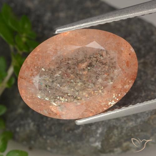 5.54ct 天然 Medium Light-Orange 日光石, 椭圆形, 半透明