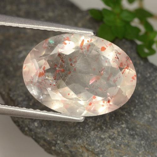5.02克拉天然橙色日光石，椭圆形切割，14.2×10毫米，透明