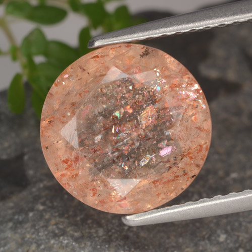 3.06克拉天然日光石，圆形切割，半透明