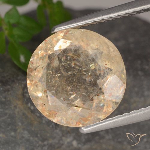 3.49ct 天然 哈密瓜橙 日光石, 圆形的, 透明