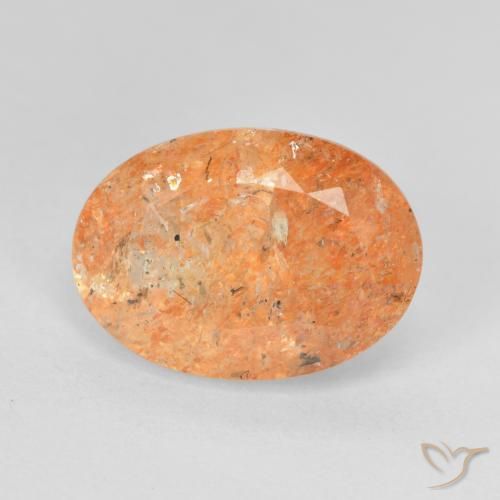 5.65ct 天然 中橙 日光石, 椭圆形, 半透明