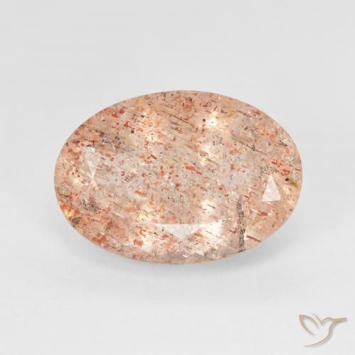 5.74ct 天然 桃橙色 日光石, 椭圆形, 透明
