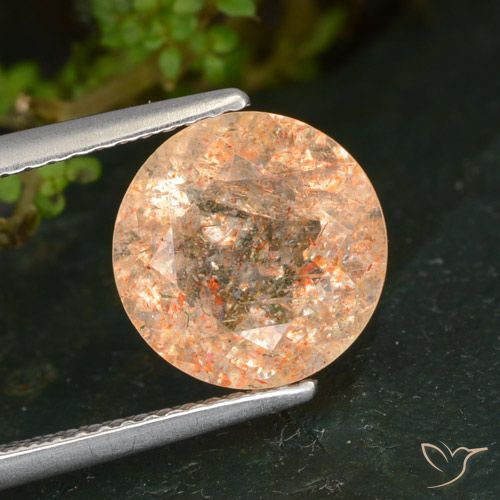 3.56ct 天然 浅橙色 日光石, 圆形的, 透明