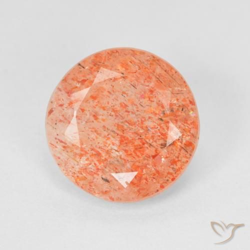 3.19ct 天然 姜橙 日光石, 圆形的, 半透明