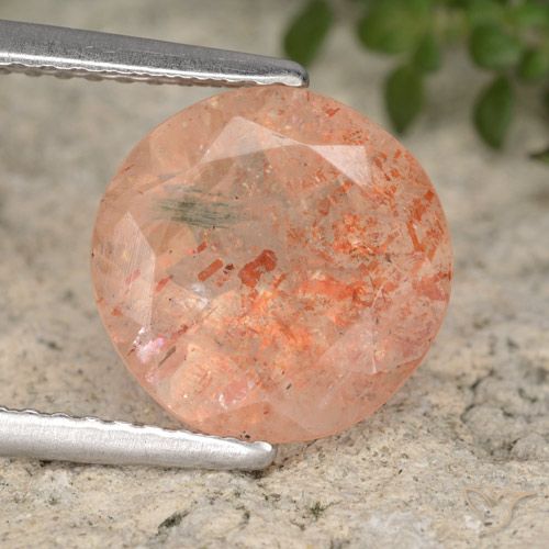 3.21ct 天然 姜橙 日光石, 圆形的, 半透明