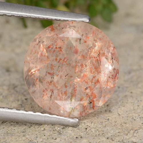 3.52ct 天然 桃橙色 日光石, 圆形的, 透明
