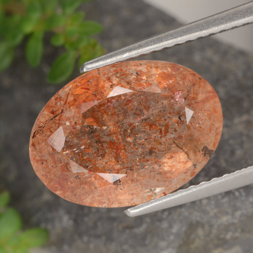 5.87克拉天然橙色日光石，椭圆形切割，14×10.1毫米，半透明