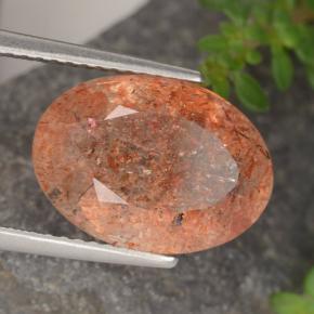 5.87克拉天然橙色日光石，椭圆形切割，14×10.1毫米，半透明