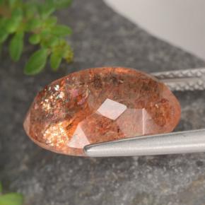 5.87克拉天然橙色日光石，椭圆形切割，14×10.1毫米，半透明