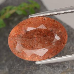 5.25克拉天然橙色日光石，椭圆形切割，13.9×10.3毫米，半透明