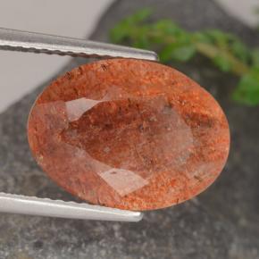 5.25克拉天然橙色日光石，椭圆形切割，13.9×10.3毫米，半透明