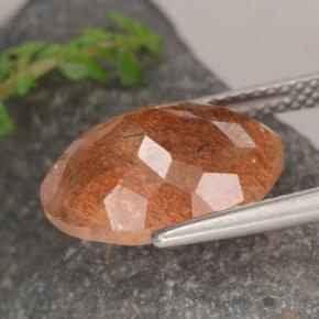 5.25克拉天然橙色日光石，椭圆形切割，13.9×10.3毫米，半透明