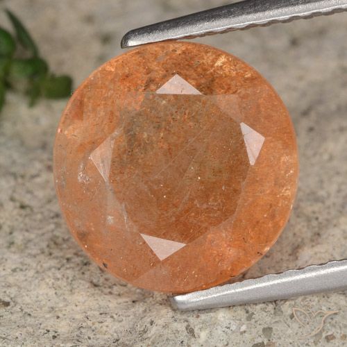 3.51ct 天然 山药橙 日光石, 圆形的, 半透明