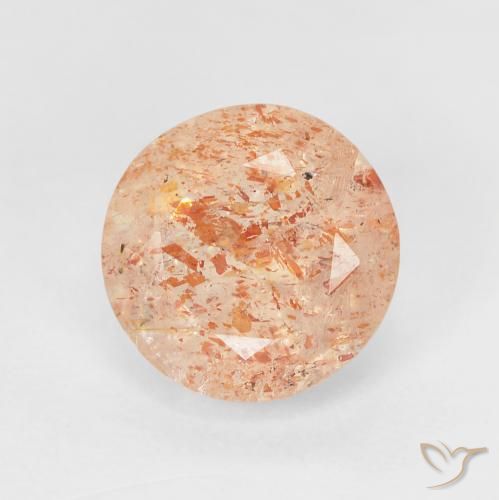 2.45ct 天然 浅橙色 日光石, 圆形的, 半透明
