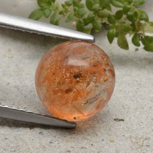 2.38ct 天然 中橙 日光石, 圆形的, 半透明
