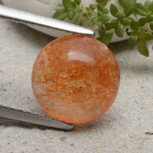 2.49ct 天然 中橙 日光石, 圆形的, 半透明