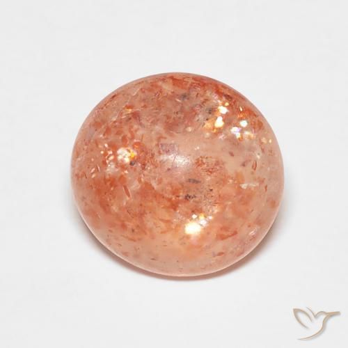 2.03ct 天然 红橙色 日光石, 圆形的, 半透明
