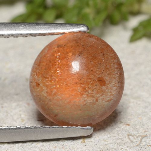 2.00ct 天然 中橙 日光石, 圆形的, 半透明