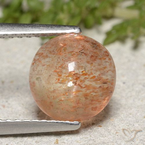 1.95ct 天然 暖橙 日光石, 圆形的, 半透明
