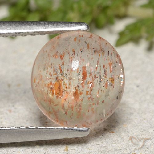 1.99ct 天然 橙白色 日光石, 圆形的, 半透明