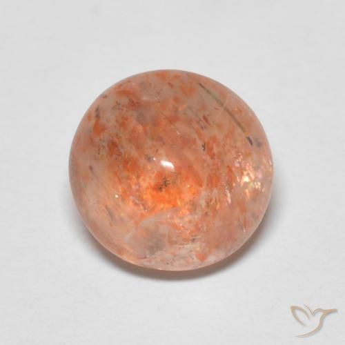 2.20ct 天然 红橙色 日光石, 圆形的, 半透明